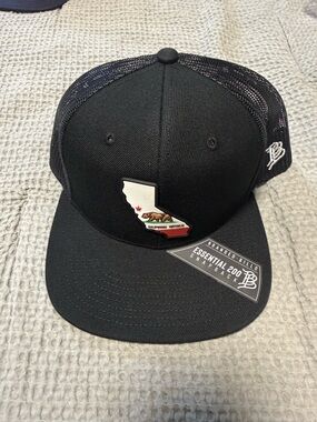 Branded Bill Black Trucker Snapback Hat with California Patch